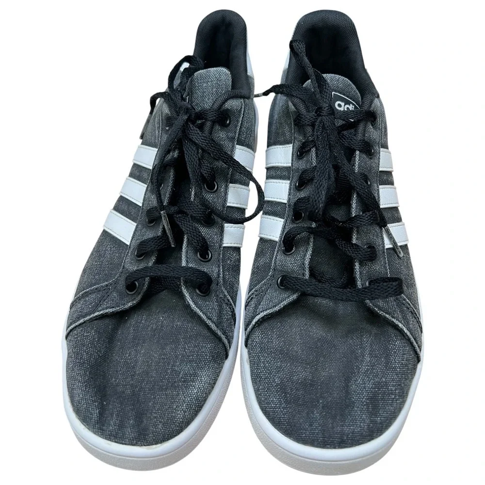 Adidas Grand Court Washed Grey/Black Canvas Sneakers EG1517 Mens 7 Women's 8.5